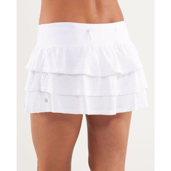 Lululemon Run Nothing to Hide Mini Micro Skort Skirt Shorts Tiered White Size 6 - Picture 14 of 16
